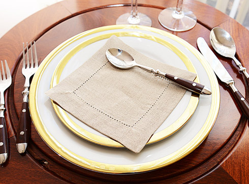 Linen cocktail napkin. Natural Linen Flax Linen. 6"square. 6 pcs